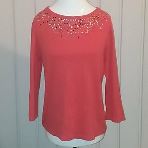 Rafaella coral colored 3/4 sleeve tee